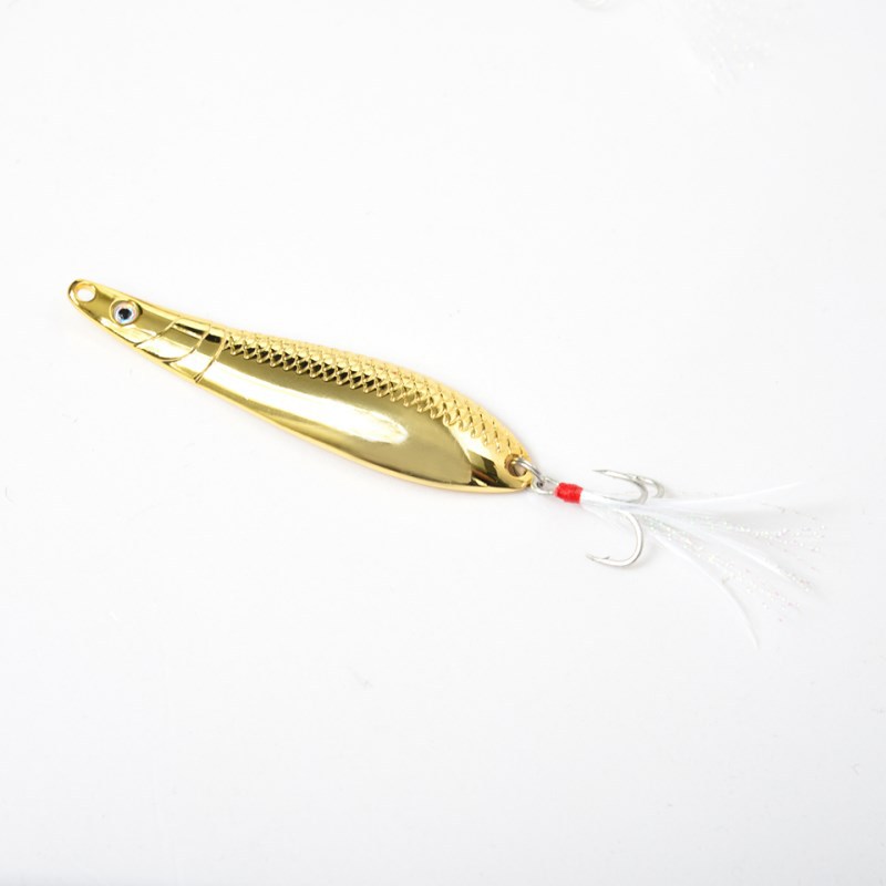 Metal Spoon Lure with Blood Groove Feather Treble Hook, Freshwater Artificial Bait for Minnow, Bass and Topmouth Culter – Spoon & Spinner – view 2