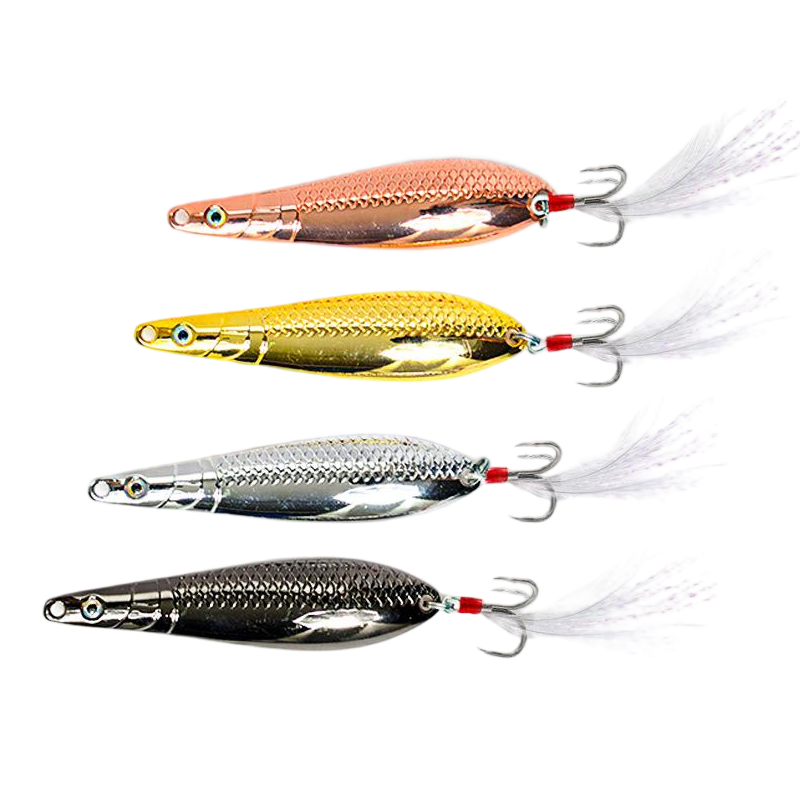 Metal Spoon Lure with Blood Groove Feather Treble Hook, Freshwater Artificial Bait for Minnow, Bass and Topmouth Culter – Spoon & Spinner – view 1