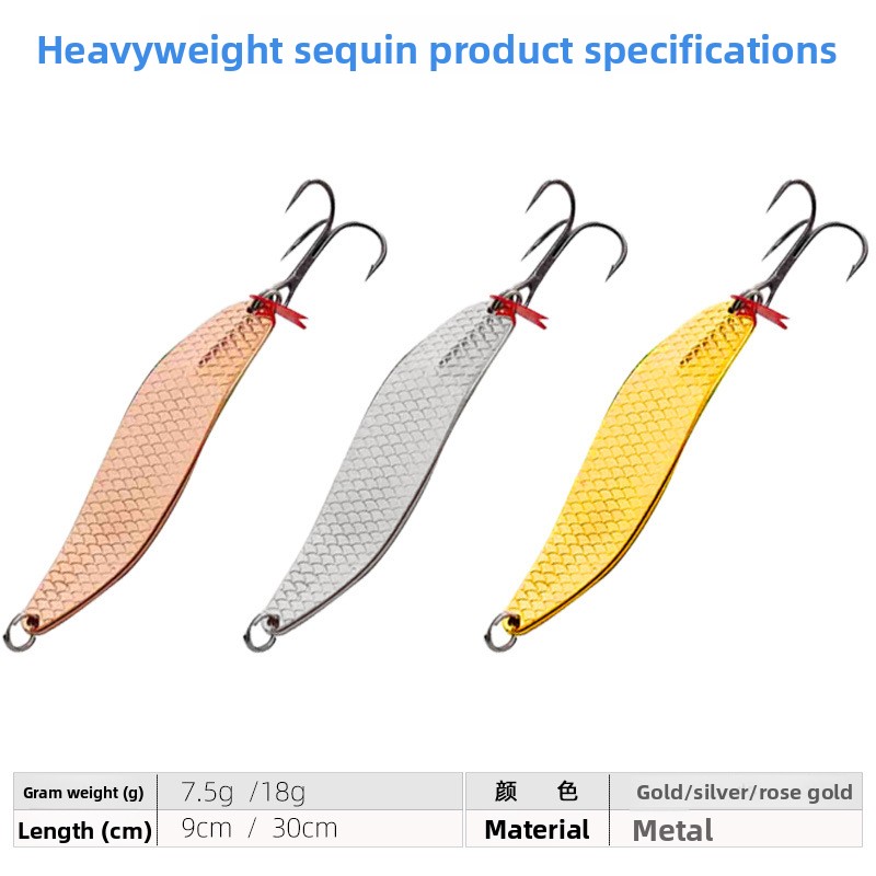 Custom Spoon Type Zinc Alloy Artificial Hard Bait Large Gram Weight Sequins Dragon Scales 20-30-40-50g Dogfish Bambos Fishing – Spoon & Spinner – view 3
