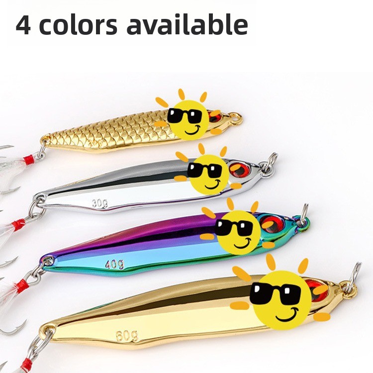 Special Remote Cast Commotion White Strip Falling Iron Plate Fake Bait Dragon Scale 80 5g Luya Fishing Gear Electroplating Hooks – Metal Jig – view 5
