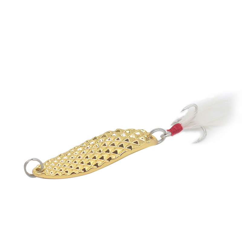 Leech Metal Spoon Lure with Reinforced Feather Treble Hook, Freshwater Artificial Bait for Mandarin Fish & Topmouth Culter – Spoon & Spinner – view 5