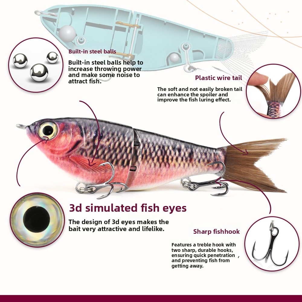 120mm/175g ABS Plastic Live Bait Mini Two-section Sliding Realistic Fish Scale Simulation Luya Bait Without Hooks – Swimbait – view 2