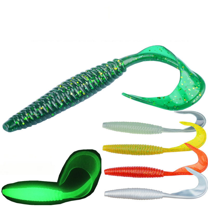 13cm 5.5g Big Sickle Curly Tail Soft Worm Lure, Grub Curly Tail Artificial Soft Bait – Worms & Grubs – view 2