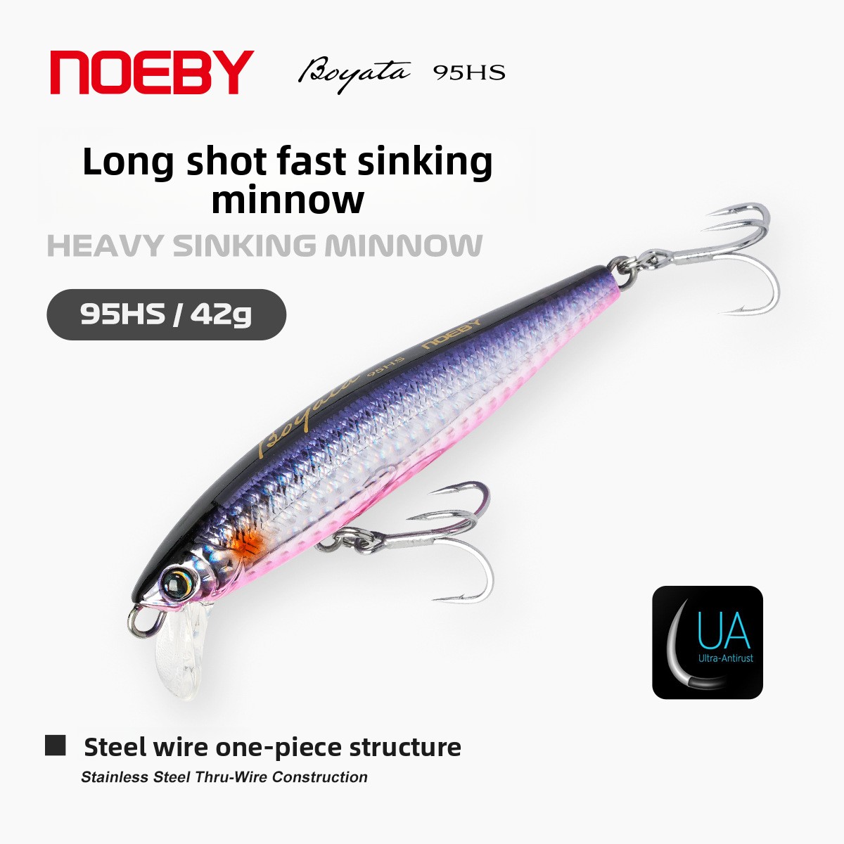 For Nobi 95mm 42g Speed Sinking Stainless Steel Artificial Hard Bait Mino Luya Bass Fishing Gear – Hard Lure – view 3