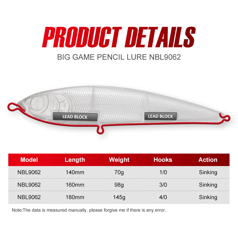 For Nobby Bait 140mm/70g ABS Sea Fishing Pencil Lure Artificial Hard Bait for Saltwater Fish – Hard Lure – view 2