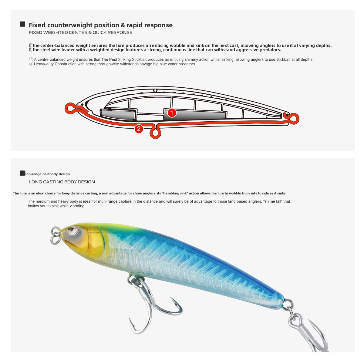 For Nobby Stainless Steel Submerged Mino Luya Fake Bait 109g for Saltwater Fish Boat Fishing Long Throw – Hard Lure – view 3