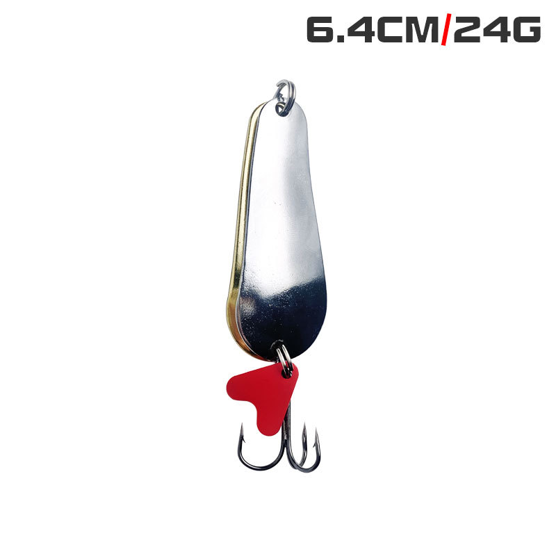CHEERY Big Long Cast Metal Spoon Lure Spinner 16g-32g Red Heart Piece Three Hook Glitter Bait for Salmon Saltwater Fish Catfish – Spoon & Spinner – view 4