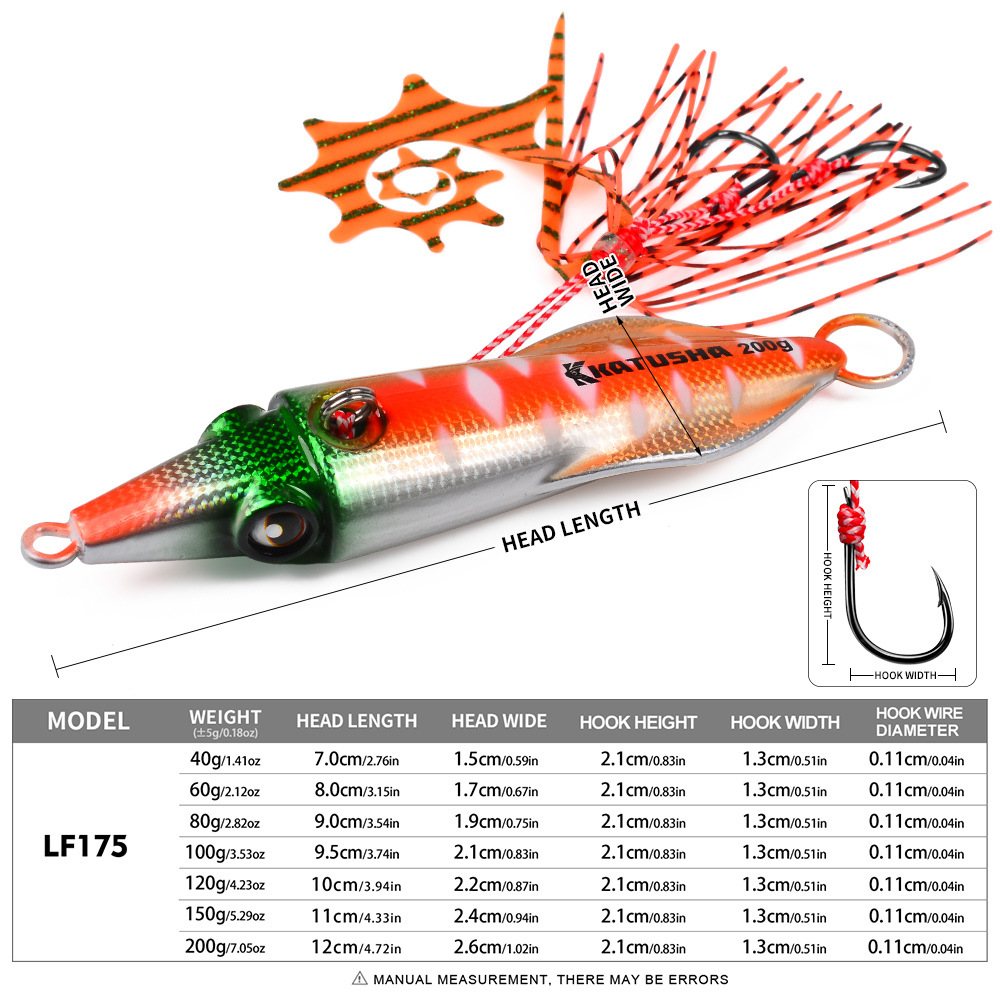 CHEERY Printed Big Hard Squid Shape Jig Fishing Lure Weights 40-200g Saltwater Lures Lead Bass Jigging Freshwater Hooks – Metal Jig – view 4