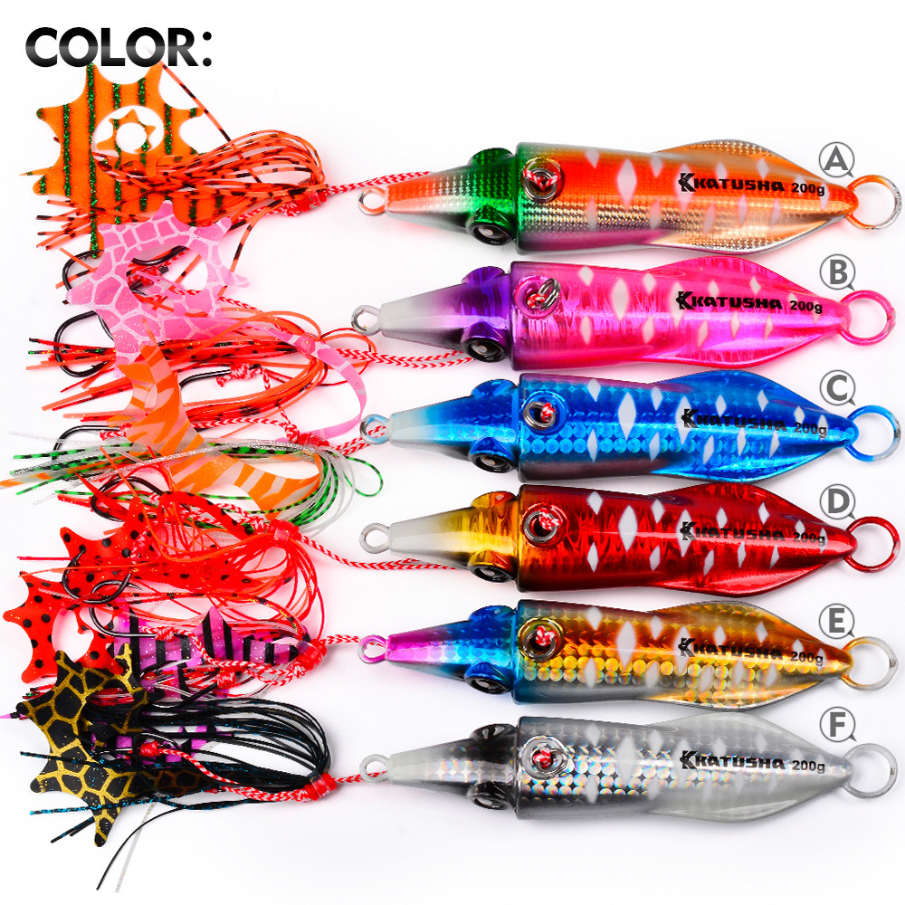 CHEERY Printed Big Hard Squid Shape Jig Fishing Lure Weights 40-200g Saltwater Lures Lead Bass Jigging Freshwater Hooks – Metal Jig – view 3