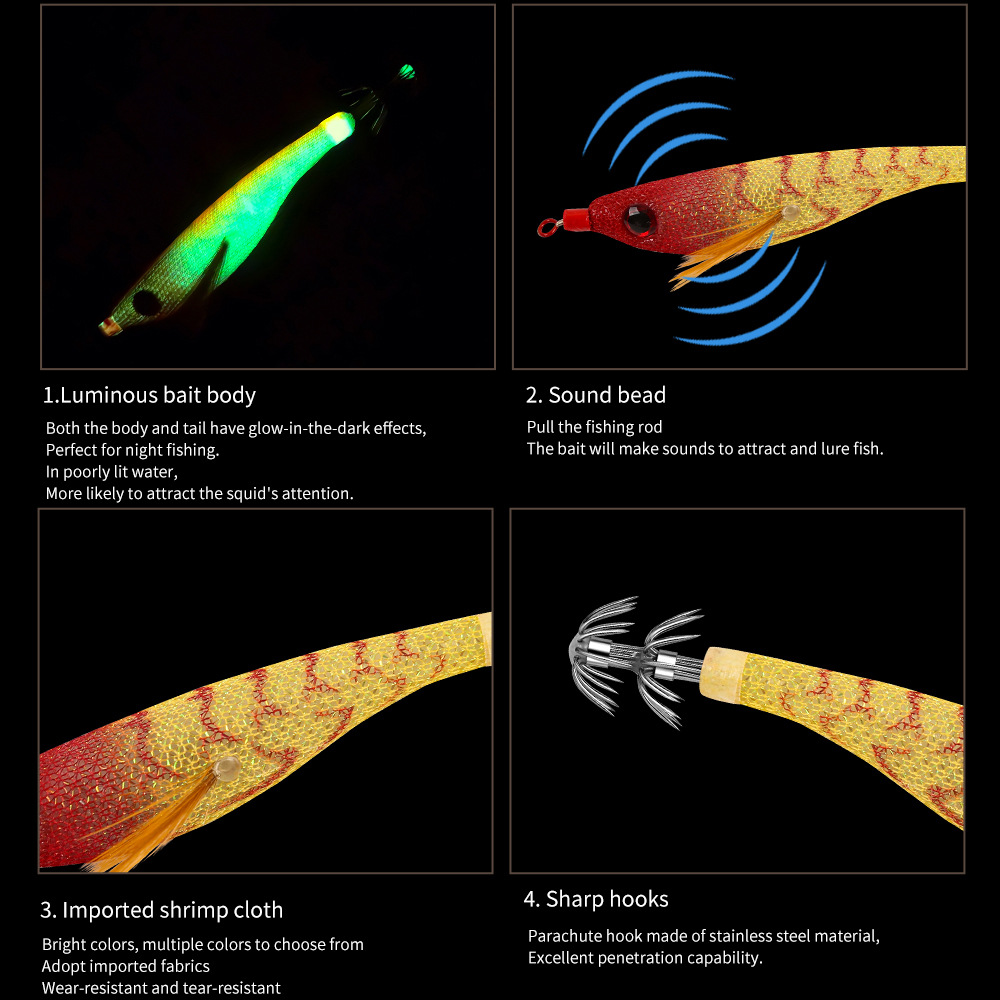 CHEERY Floating ABS Luminous Squid Jig Lure Midwater Baits Sea Fishing Saltwater Fish Target Species Shrimp Jigging Octopus – Wood Shrimp – view 2