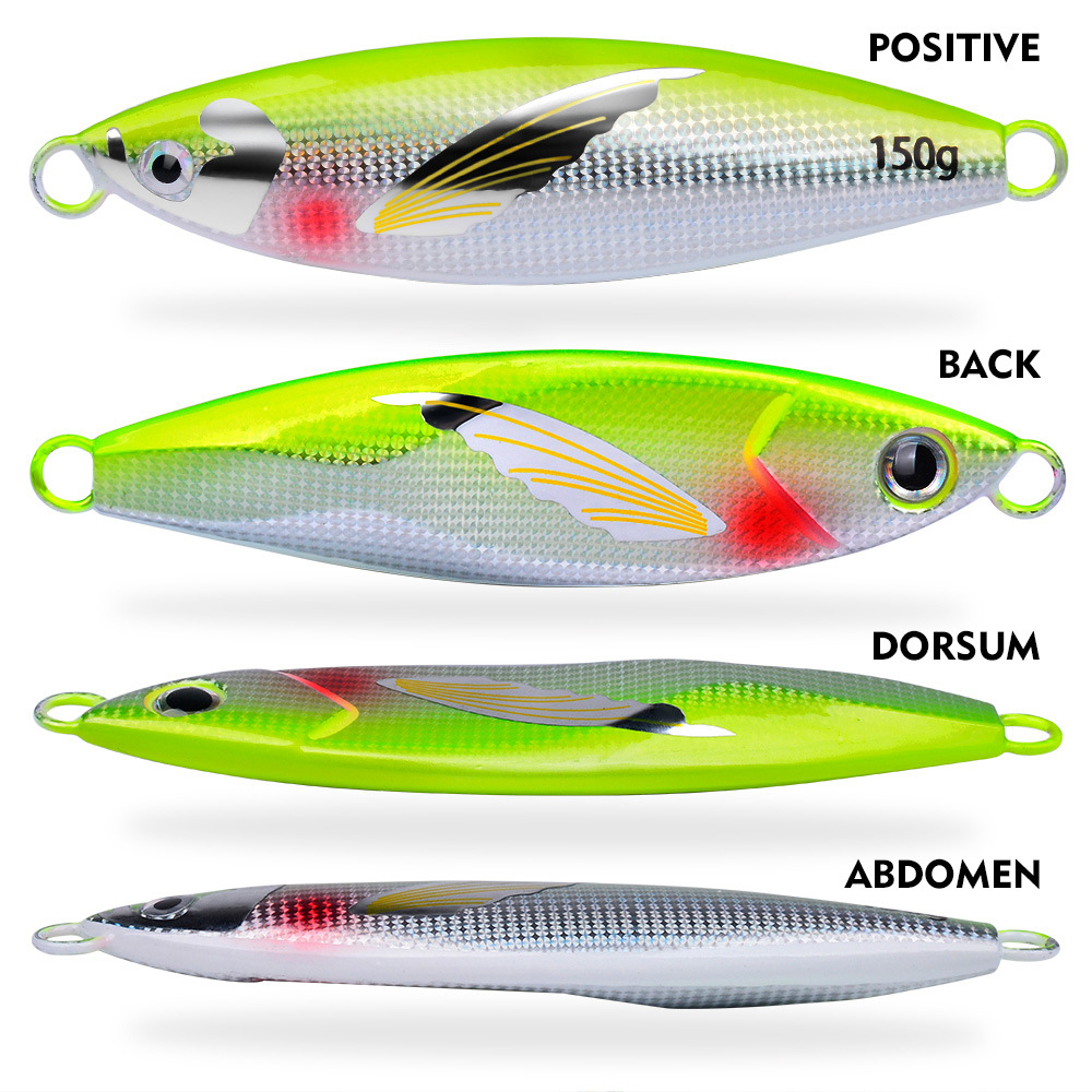 CHEERY 30-150g Slow Sinking Metal Jigging Fishing Lure Wing Laser Sticker Lead Metal Jig Swim Baits Saltwater Zander Marlin Pike – Metal Jig – view 2