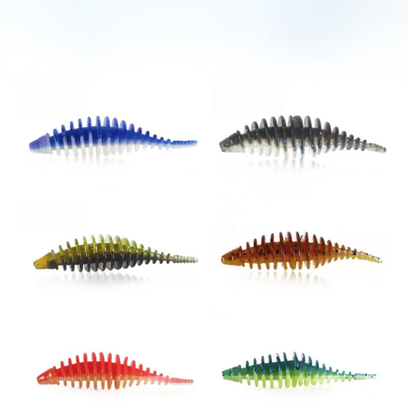 Threaded Grub Straight Tail Soft Lure, Rock Fishing Bait for Bass Mandarin Fish Texas Rig Jig Head Hook – Worms & Grubs – view 4