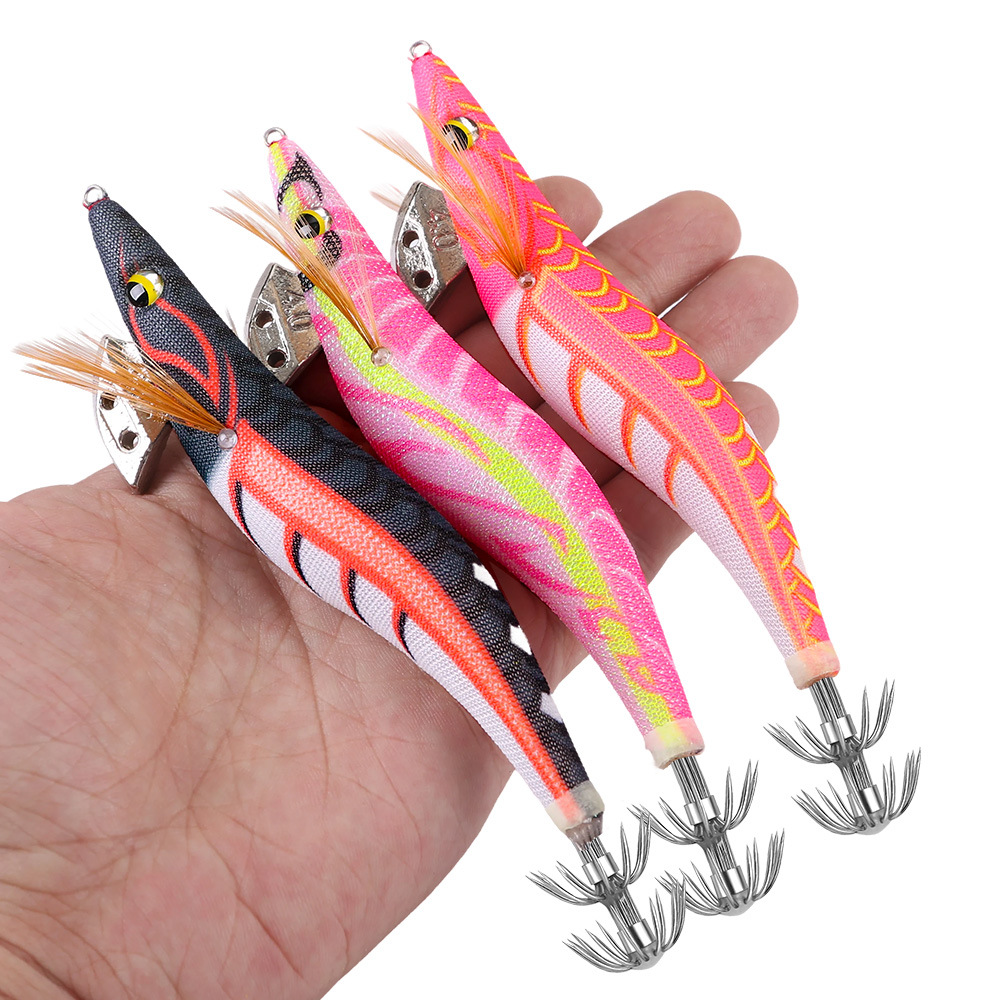 CHEERY 15CM 26G Luminous Plastic Shrimp Squid Hook for Carp Bottom Fishing Deep Water Lead Headband Ring Bead – Wood Shrimp – view 5
