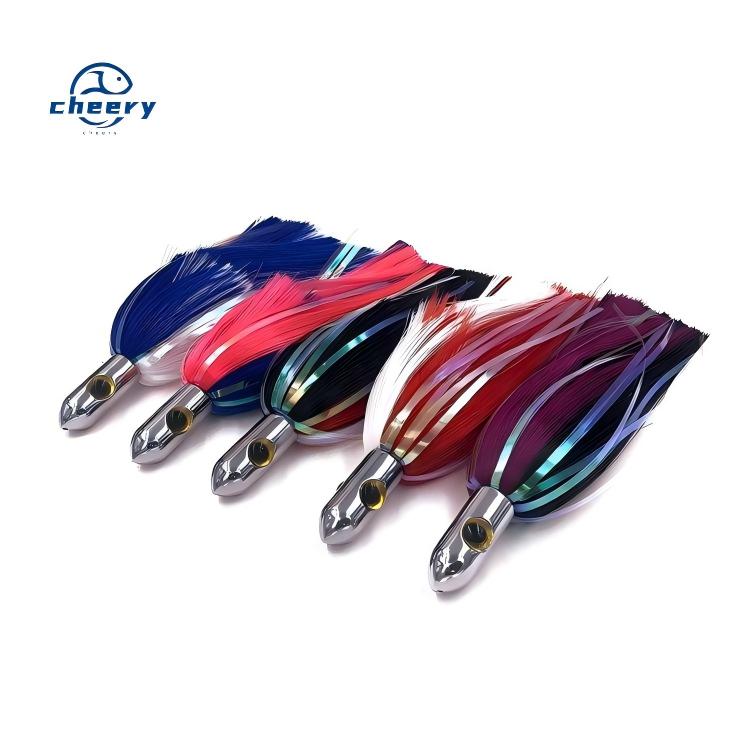 CHEERY 6.5inch Brass Bullet Head Triple Colors Metal Hair Skirt Island Lure Fishing Lure for Saltwater Fish 50g – Octopus Skirt – view 1