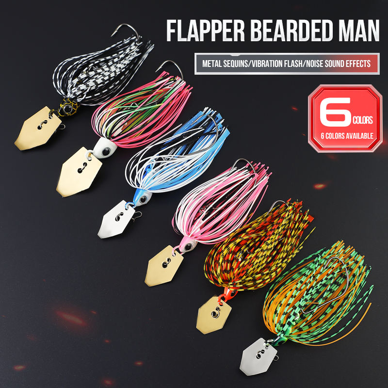 CHEERY 7g 9g 11g 13g 18g 21g Chatterbait Blade Fishing Lure Metal PVC 6 Colors Chatterbait Skirt Non-hanging Swimbait River – Hard Lure – view 5