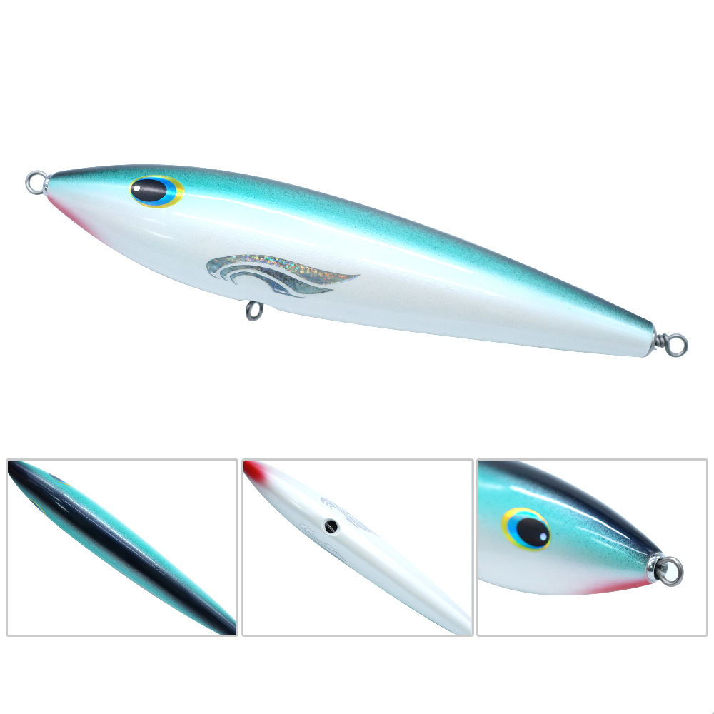 CHEERY 120g Printed Wooden Fish Resin Minnow Pencil Hard Bait Saltwater Fishing Lure for Trout Pike River Lake Stream – Hard Lure – view 5