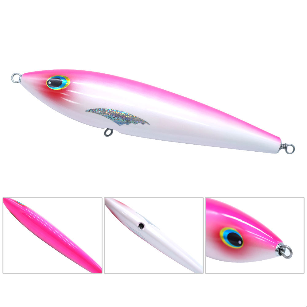 CHEERY 120g Printed Wooden Fish Resin Minnow Pencil Hard Bait Saltwater Fishing Lure for Trout Pike River Lake Stream – Hard Lure – view 3