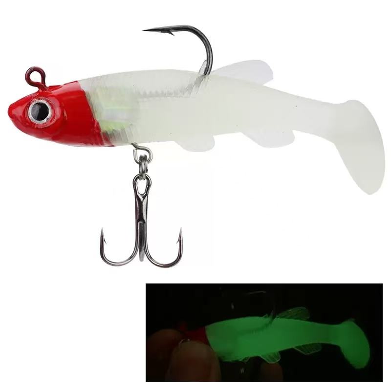CHEERY 8cm/12.5g 7 Color Artificial Soft Bait Saltwater T Tail Pinfish PVC Fishing Lures for River Use with Hooks – Worms & Grubs – view 3