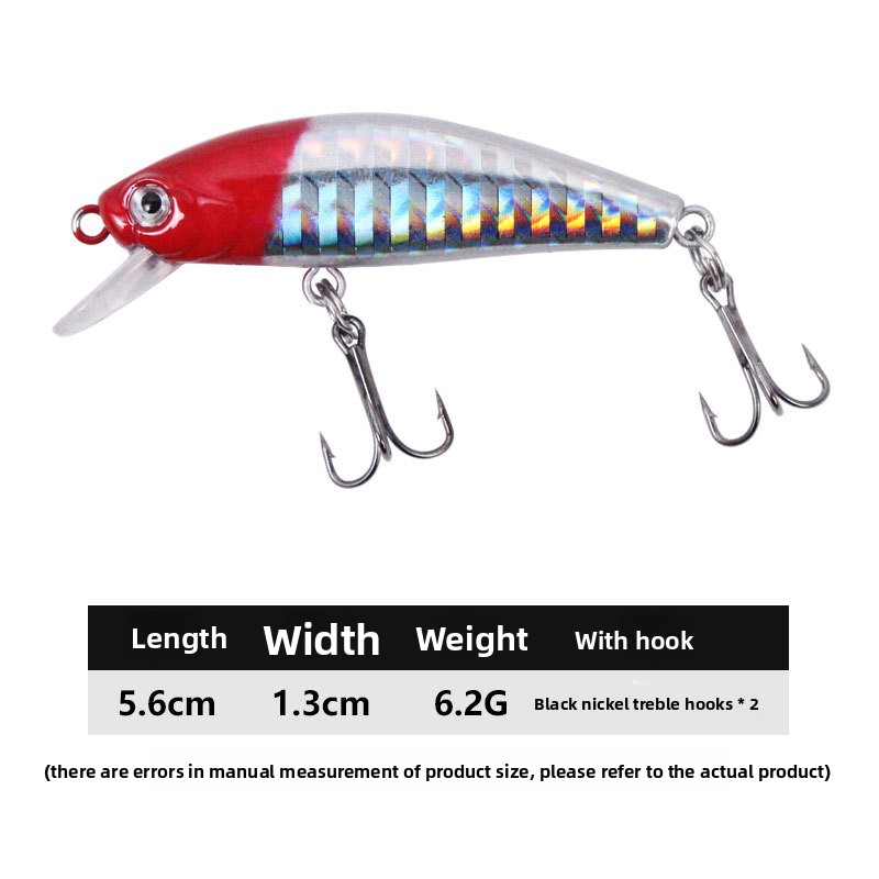 CHEERY Artificial Hard Bait Lure Multicolor 56 Mm1.3g Round-Head Sinking Minnow Short Lip Lead Insert Treble Hook Sea Fishing – Minnow – view 2