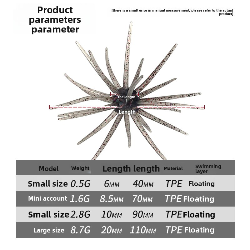 CHEERY Floating Bionic Crankbait Lifelike Sea Urchin-Shaped Soft Lure Black-Pit Wild-Water Mandarin Fish Bait Cross-Border – Soft Lure – view 4