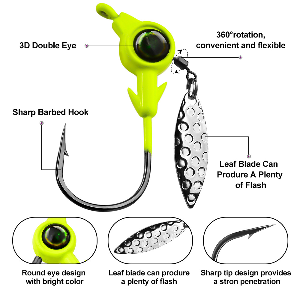 CHEERY New Arrival Colorful Big Eye Jig Head with Spinning Blade, 3.5g 5g 7g 10g Fishing Jig Hooks Wholesale – Fishhook – view 5