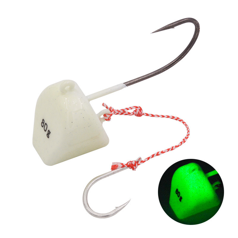 Cross-border Wholesale Glow Sinking Long Cast Double Hook Jig Head with Shrimp Lock, Saltwater Fishing Tackle for Red Sea Bream – Hard Lure – view 4