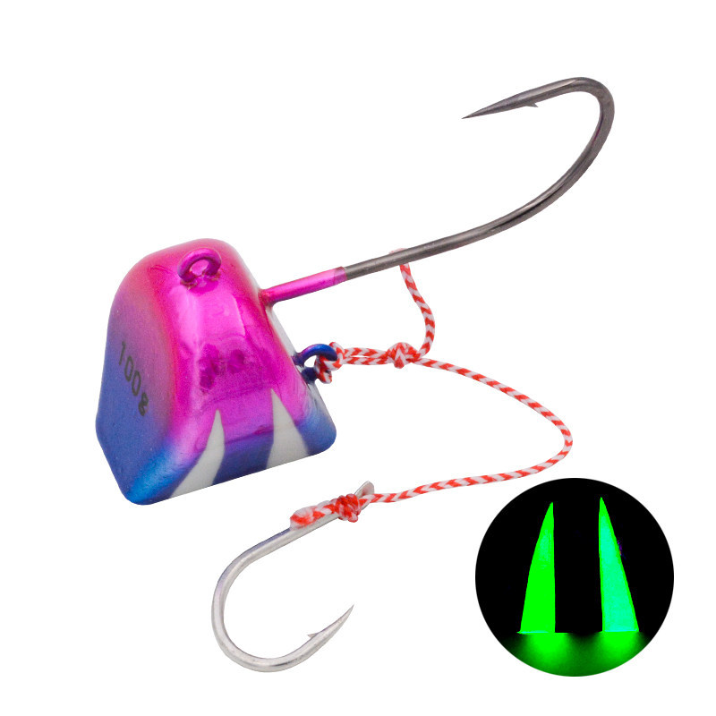 Cross-border Wholesale Glow Sinking Long Cast Double Hook Jig Head with Shrimp Lock, Saltwater Fishing Tackle for Red Sea Bream – Hard Lure – view 5