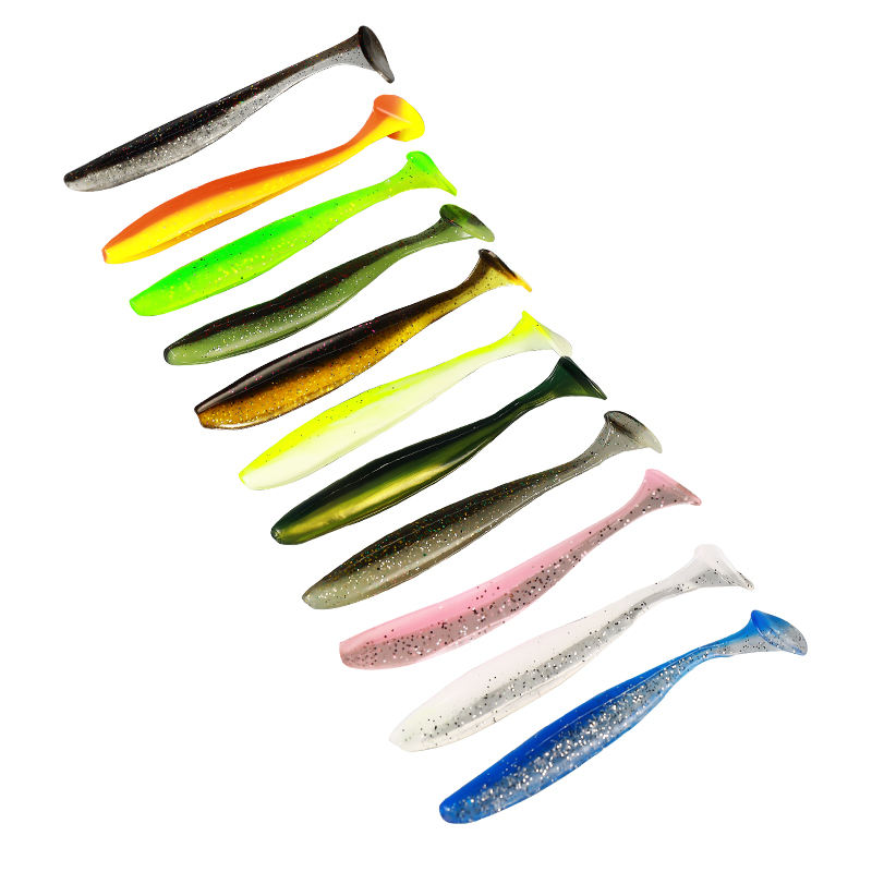 High Quality 55mm 70mm 90mm 120mm 10 Colors Soft Plastic Fishing Lure T Tail Soft Bait Paddle Tail Soft Plastics Lure – Worms & Grubs – view 1