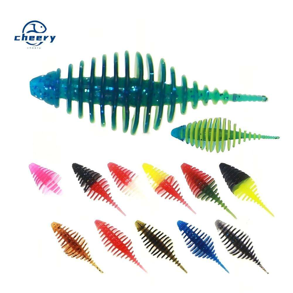 CHEERY 10pcs/bag 50mm 1.6g Double Color PVC Soft Worm Bait Artificial Plastic Fishing Lure for Lake Bass Catfish Bream Target – Worms & Grubs – view 1