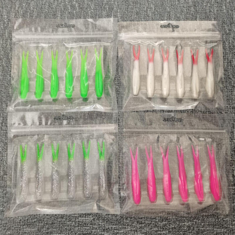 CHEERY 8cm 6pcs TPR Floating Soft Bait Plastic Carp Worm Fish Bait Root for Lead Head Hook River Fishing Fork Tail Soft Bait – Worms & Grubs – view 5