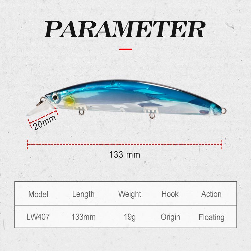 Laser Long-Tail Crankbait Luminous Floating Minnow Lure for Bass Artificial Hard Bait Without Hooks – Hard Lure – view 5