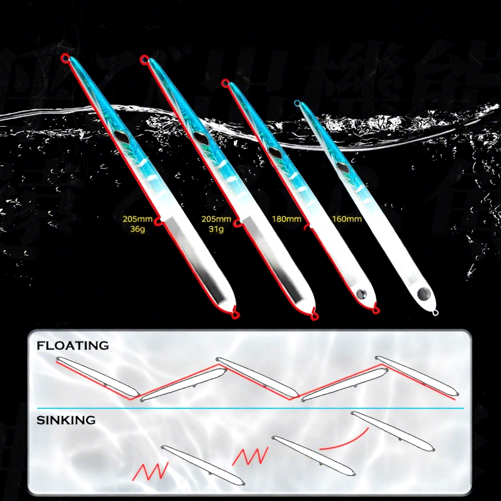 Big Javelin Lure Pencil Bait Artificial Hard Bait Sea Fishing Long-Casting Sinking/Surfacing VMC Hook Integrated – Hard Lure – view 3