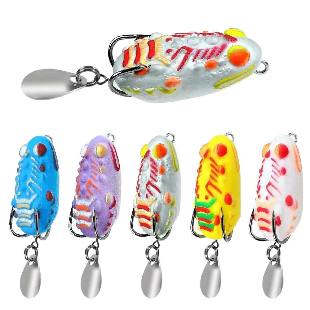 Thai Thunder Frog Lure, 4cm/4.8g, Spinner Blade Double Hook Soft Frog Bait, Artificial Lure for Snakehead – Hard Lure – view 1