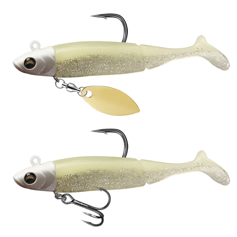 15g/20g PVC Metal Integrated Artificial Hard Bait Glitter Jig Head Black Minnow Lure for Zander River Lake Fishing – Hard Lure – view 5