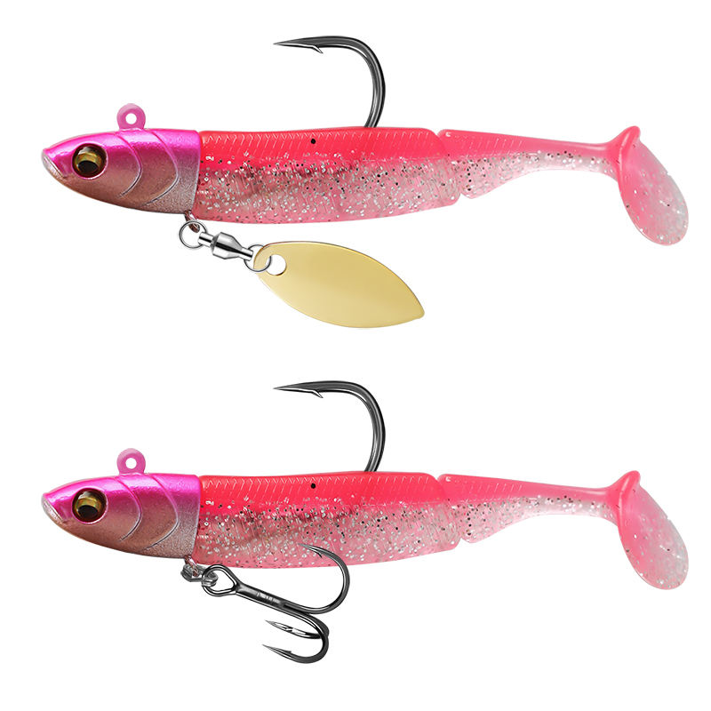 15g/20g PVC Metal Integrated Artificial Hard Bait Glitter Jig Head Black Minnow Lure for Zander River Lake Fishing – Hard Lure – view 2