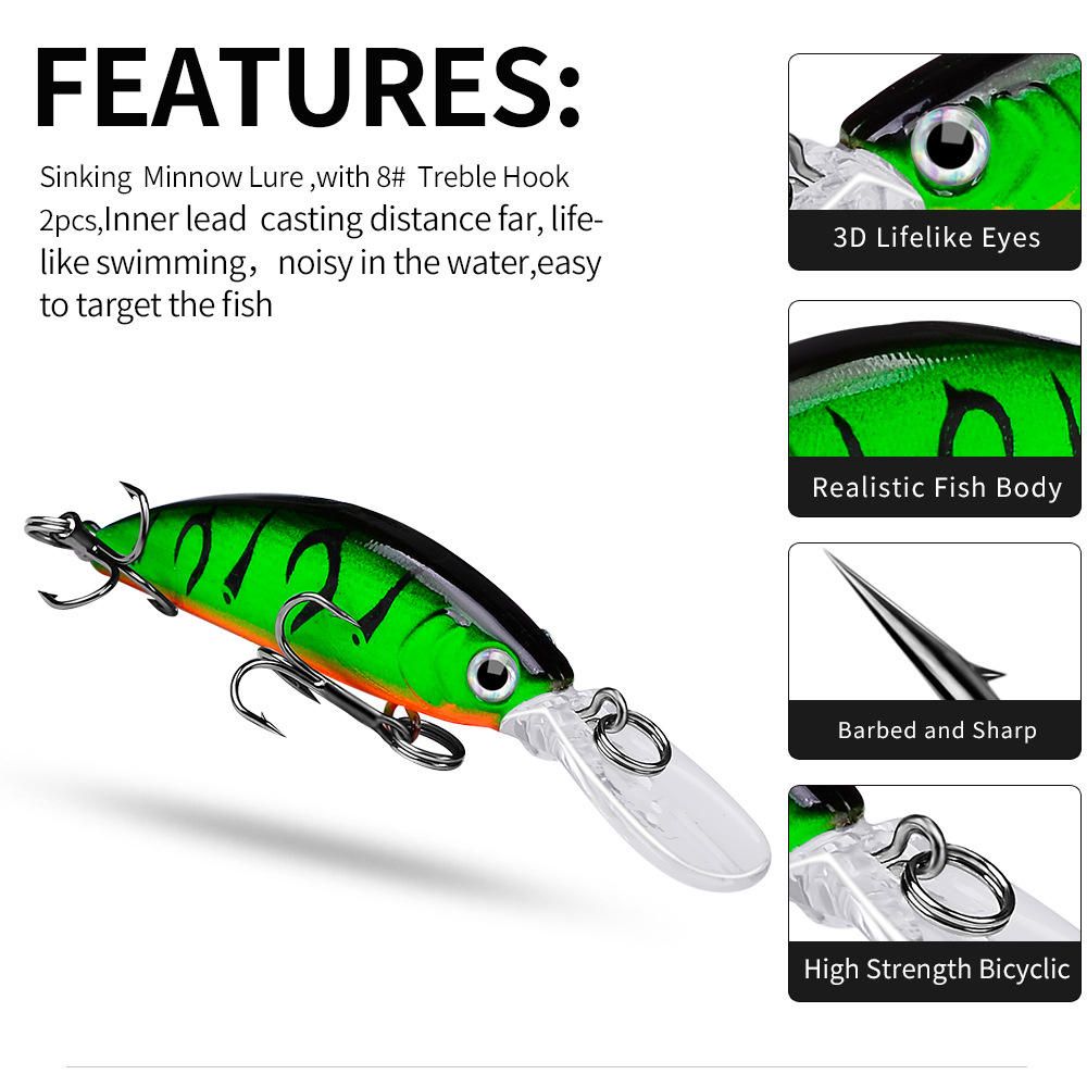 Deep Diving Hard Dancer Tail Lure ABS Printed Ocean Boat Fishing Pike for River Lake Stream 5.5g 7cm Hand-made Fishing Bait Fish – Hard Lure – view 3