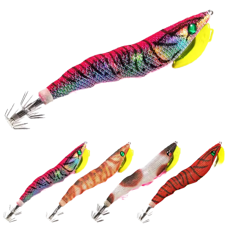 New SKM 105mm/24g Wood Hard Shrimp Baits High Quality Dual Squid Jig Beautiful Colors Luminous Carp Bait Stream River Lake – Hard Lure – view 1