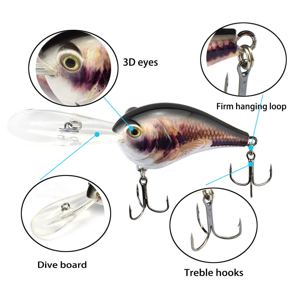 ODS/Dearfishing DC03 ABS Deep Diving Crankbait Hooks for Saltwater Fish Bass Trout Marlin-Ocean/Boat/River/Lake Fishing Custom – Hard Lure – view 4