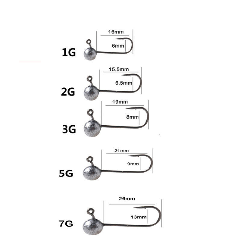 CHEERY 1g/1.5g/2g/3g/5g/7g Fishing Hook High Quality Jig Head Ball Shape Lead Jig Head Jig Hook – Fishhook – view 2