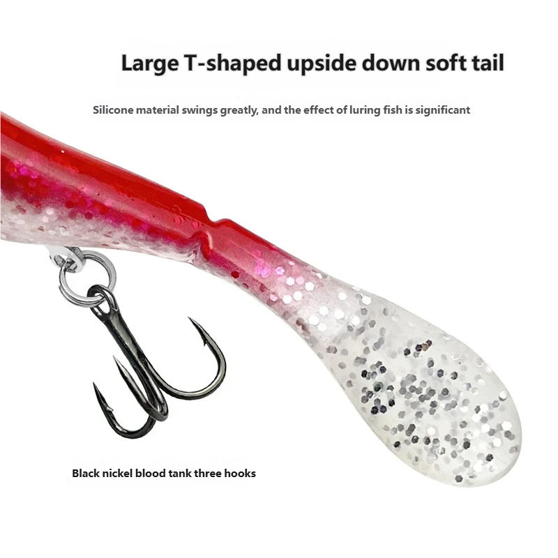 CHEERY Arrival Luminous Jig Head Soft T Tail Bass Fishing Lure 30g-43g Saltwater Jigging Rubber Artificial Lead Marlin Pike Carp – Soft Lure – view 3