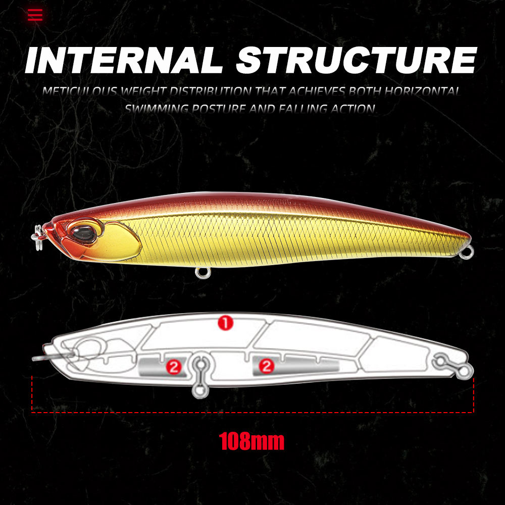 Artificial Sinking Pencil 108mm 275g ABS Shore Long-Cast Hard Bait for Sea Bass and Snapper – Hard Lure – view 4