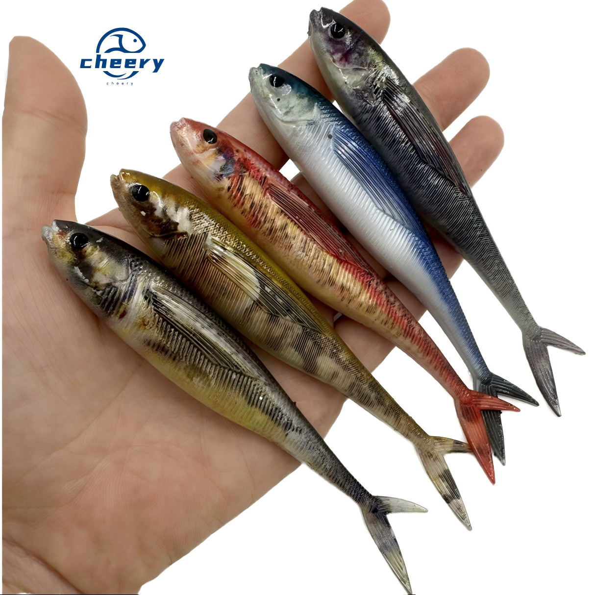 CHEERY Printed 12cm 3D PVC Fork Tail Soft Lure for Saltwater Fish Ocean Boat River Lake Sea Stream Fishing – Soft Lure – view 1
