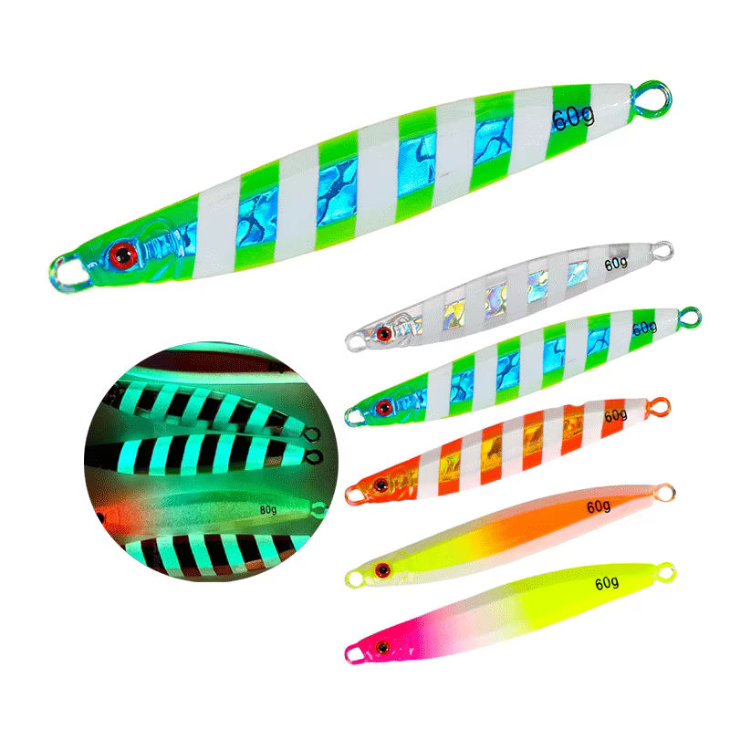 CHEERY High Quality Saltwater Pike & Saltwater Fish 30g-80g Colorful Lead Luminous Jigging Lure with Hooks – Metal Lure – view 3