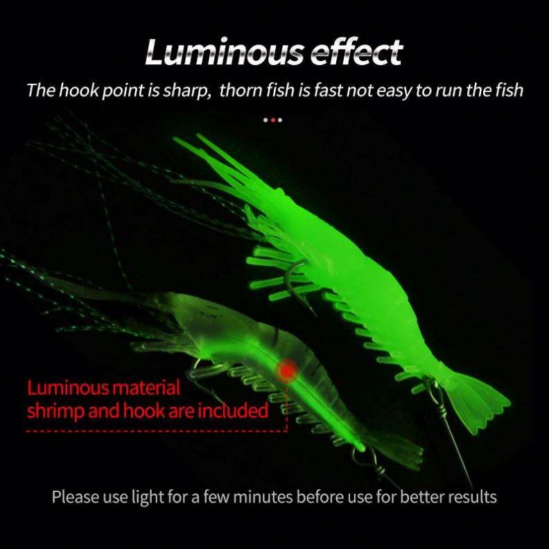 Cheery Bait Winter Fishing Set Luminous Shrimp Sabiki Midwater Baits Built-In Hooks Silicone Soft Plastic Bait for Trout Baiting – Soft Lure – view 3