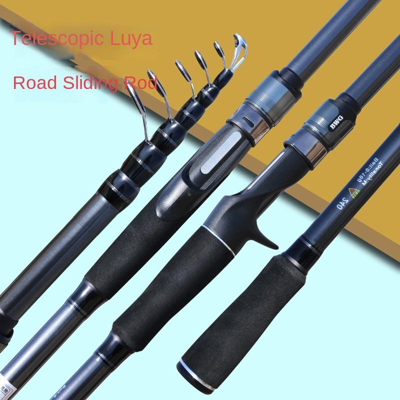 CHEERY Carbon Retractable Lure Rod Straight Handle Ultra Light Hard Medium Fast Action Bottom Fishing Carp Ocean Beach Rod – Fishing Rod – view 2