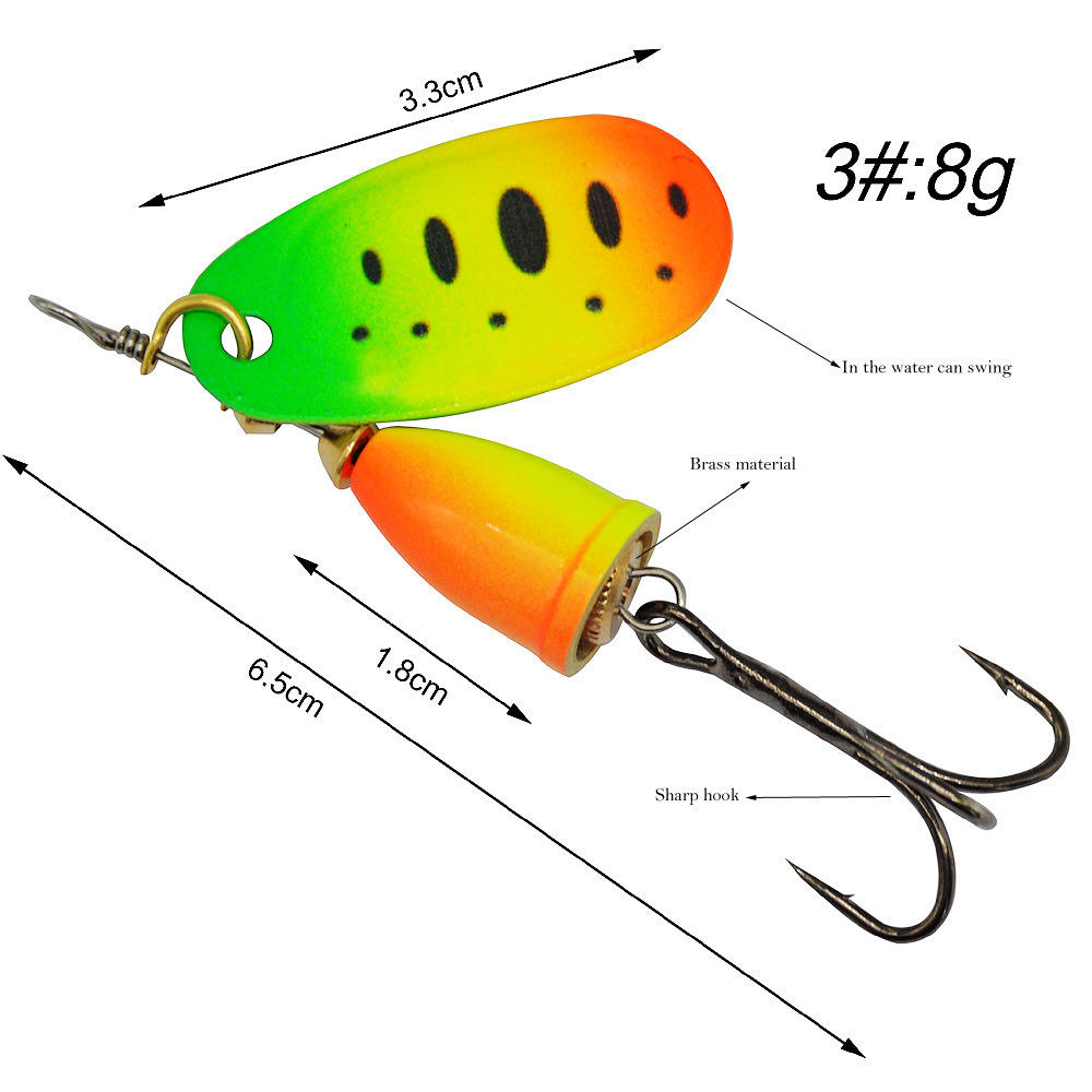 Cheery High Quality 8g 7colors Wholesale Manufacturers Bionic Spoon Fish Lure Brass Sinker Spinner Bait Treble Hooks Trout – Spoon & Spinner – view 2