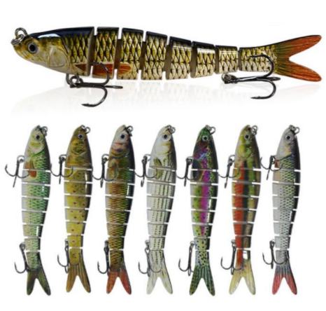 Sinking Multi-Jointed Minnow Lure Set Multi-Segment Swim Long Cast Beginner Bait for Bass Topmouth Culter · Original source photograph · specifications to confirm