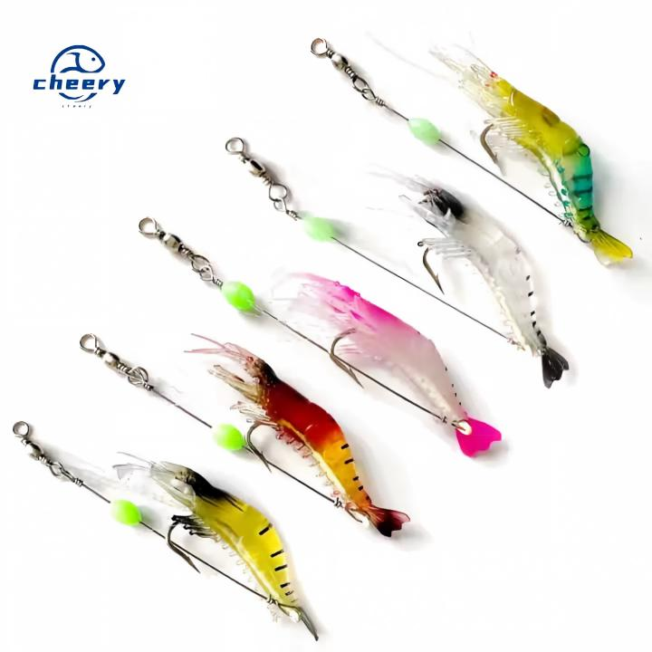 Cheery Bait Winter Fishing Set Luminous Shrimp Sabiki Midwater Baits Built-In Hooks Silicone Soft Plastic Bait for Trout Baiting · Original source photograph · specifications to confirm