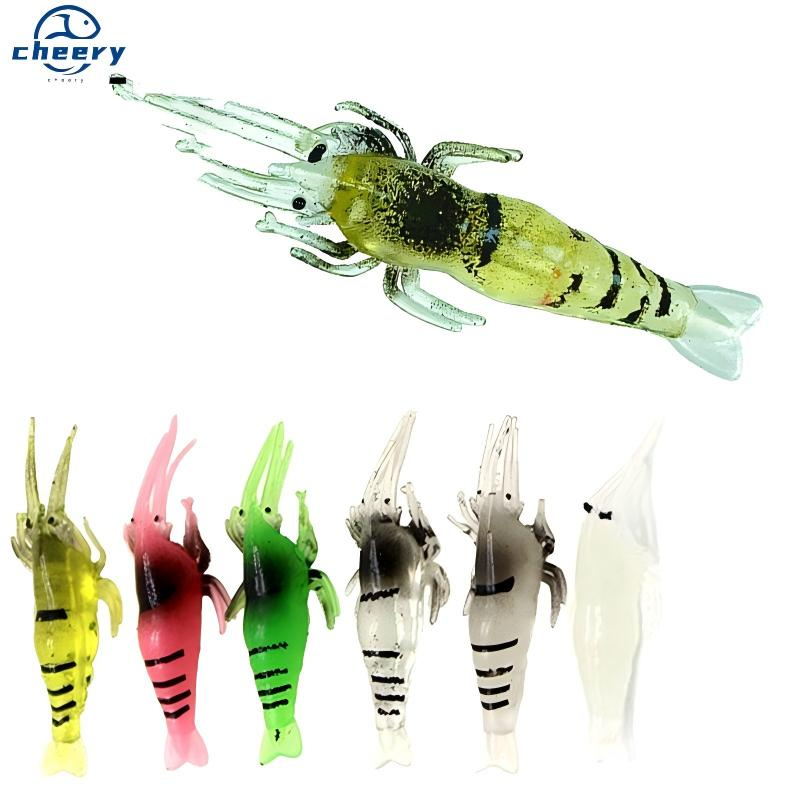 CHEERY 10pcs/bag T-BAIT SS-2 High Quality Luminous Soft Shrimp Artificial Bait Lures for Pike Bottom Fishing with Hooks · Original source photograph · specifications to confirm