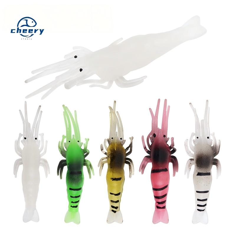 CHEERY 4.8cm 1g Five Colors Luminous Realistic Artificial Soft Bait Plastic Shrimp Lure Crazy Shrimp Fishing Lure · Original source photograph · specifications to confirm